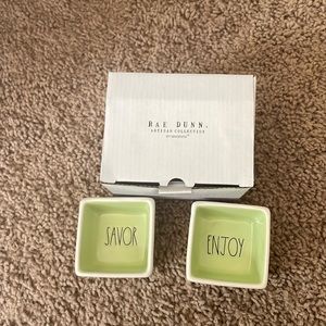 NIB Rae Dunn artisan collection Savory and Enjoy square bowl set.